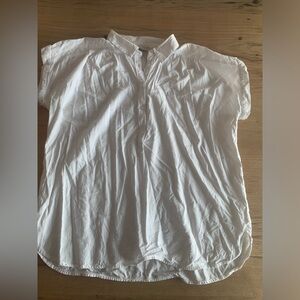 Loft 1/4 Button Down Cotton Short Sleeve Shirt White Women’s L Preloved